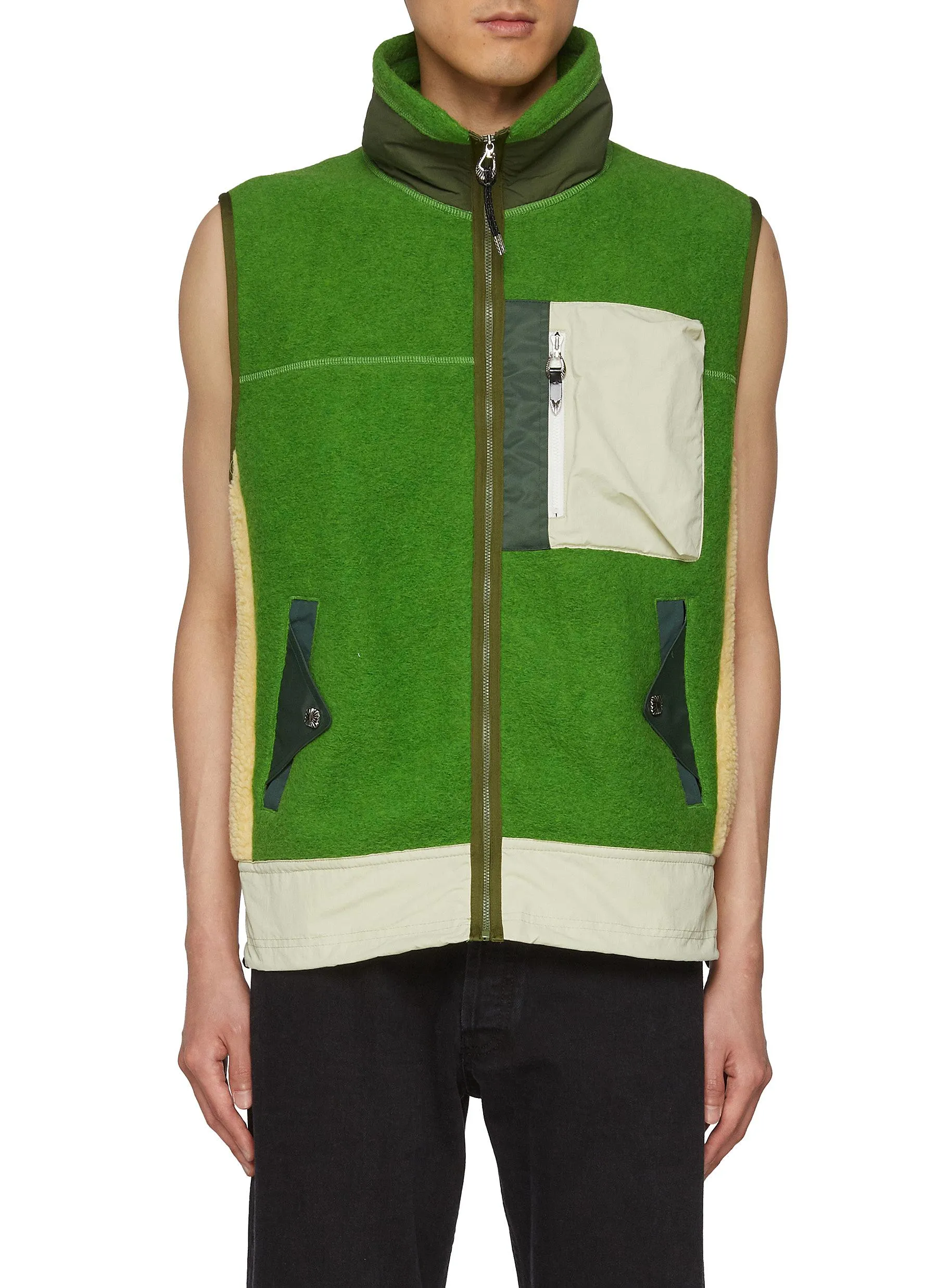 -----------TOGA VIRILIS ---- ------------ ----Contrast Zip Up Wool Blend Vest --