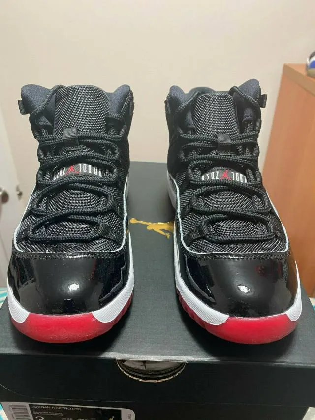 2019 nike jordan 11 retro bred (ps) black-red sz 3y [378039-061] 100%authentic