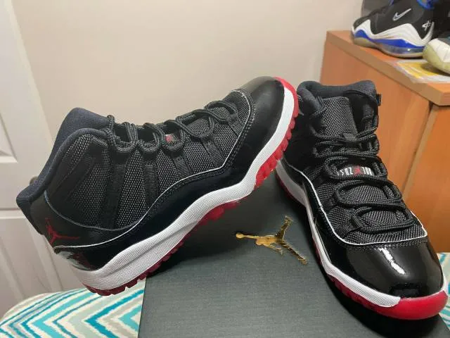 2019 nike jordan 11 retro bred (ps) black-red sz 3y [378039-061] 100%authentic