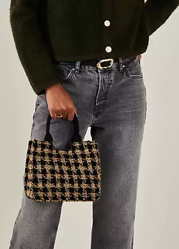 Accessorize Black Small Houndstooth Cross-Body Bag