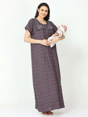 Alpine Maternity Feeding Nighty Grey