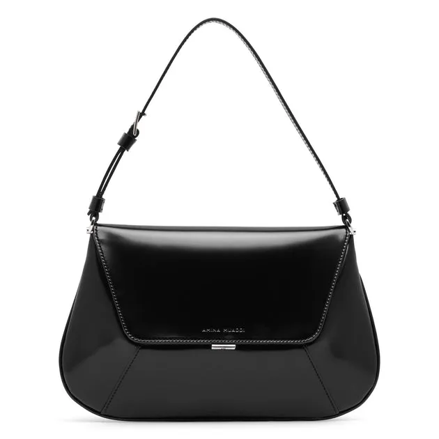 Amina Muaddi Ami Spazzolato black leather bag