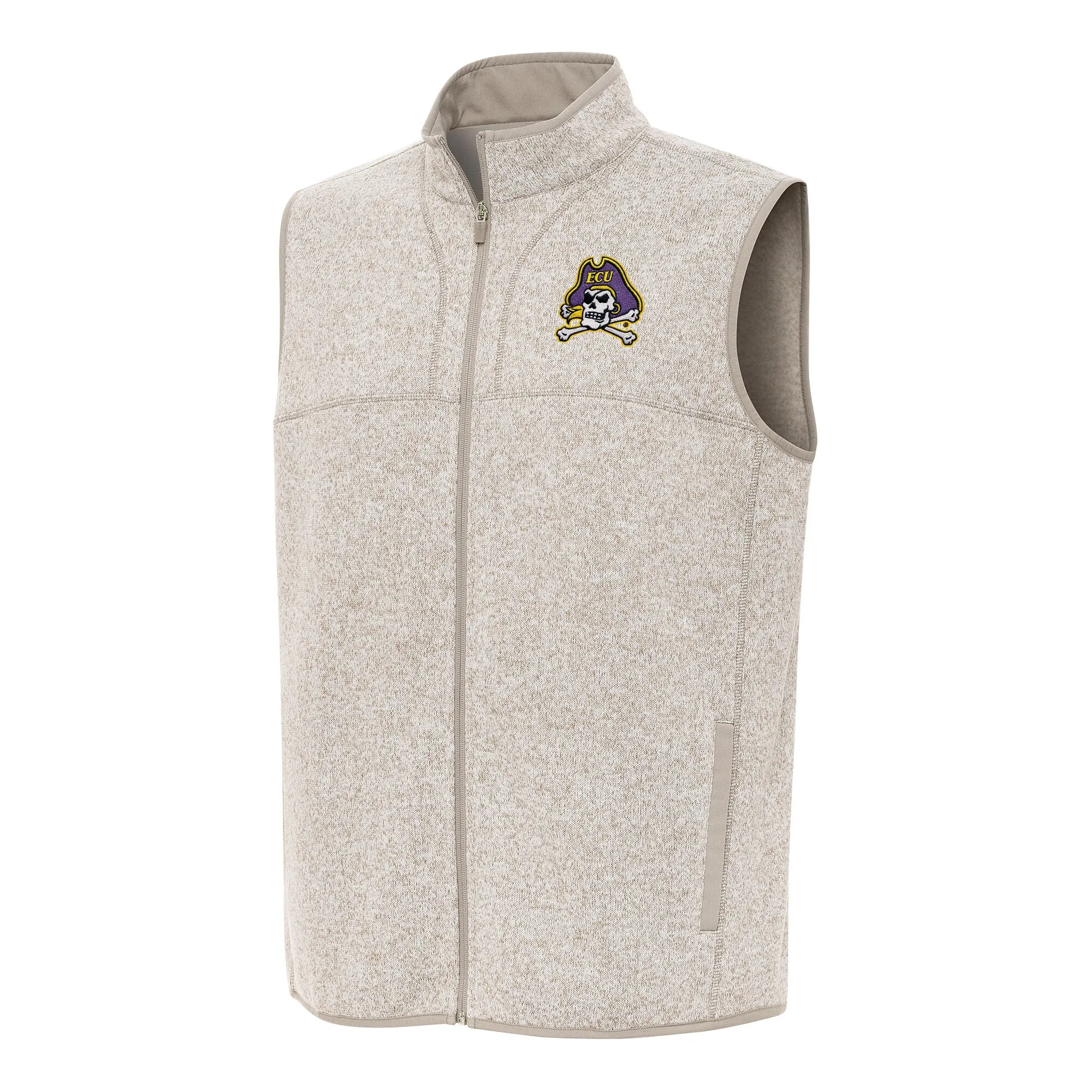 Antigua ECU Pirates Oatmeal Fortune Full-Zip Vest