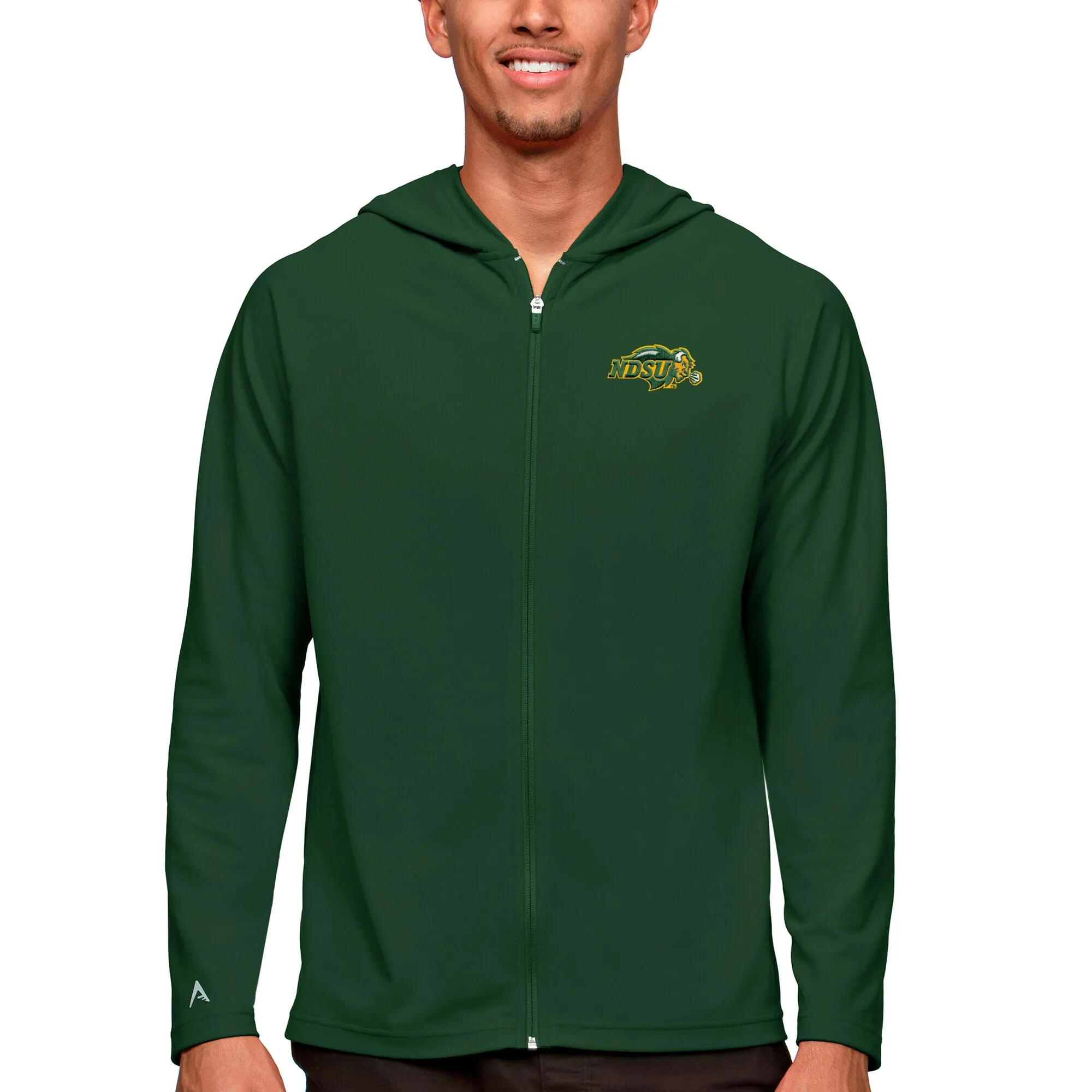 Antigua NDSU Bison Green Legacy Full-Zip Hoodie