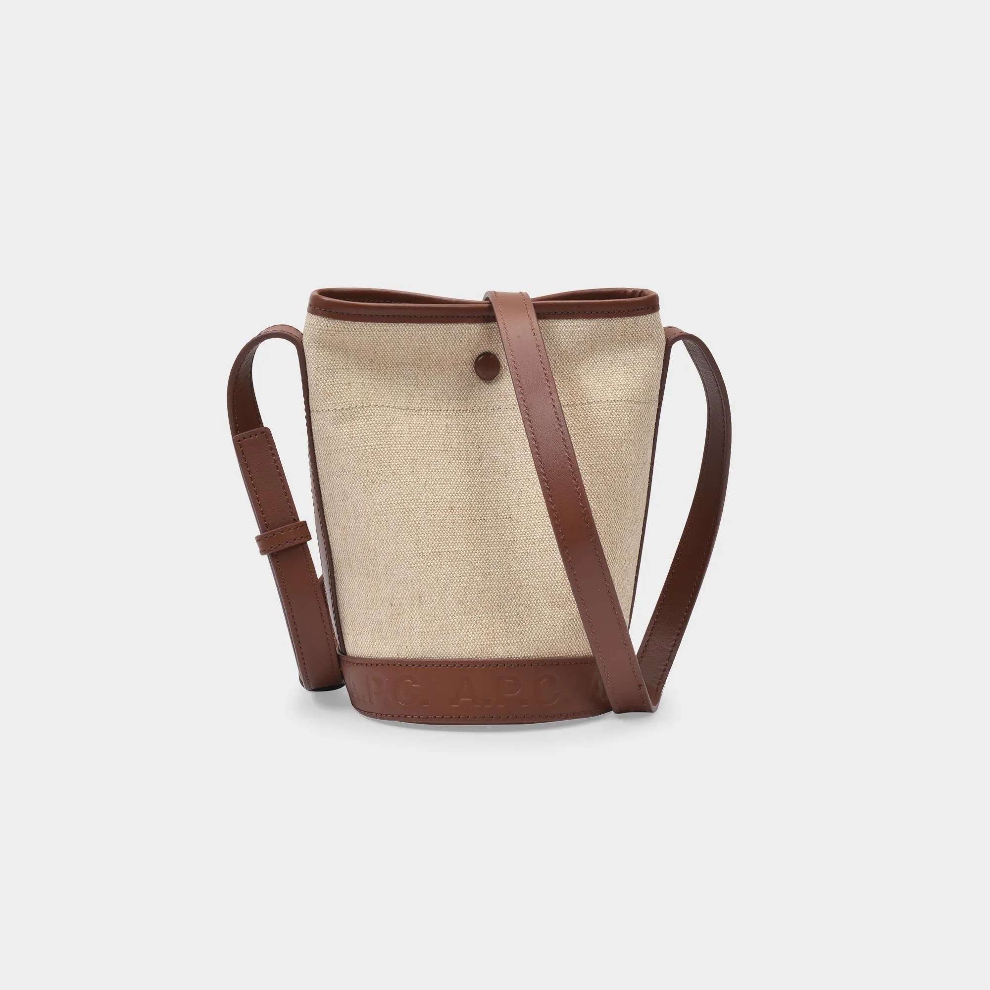 A.P.C.  Helene Small Bag in Hazelnut Canvas and Shiny Leather