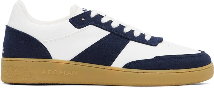 A.P.C. White & Navy Plain Sneakers