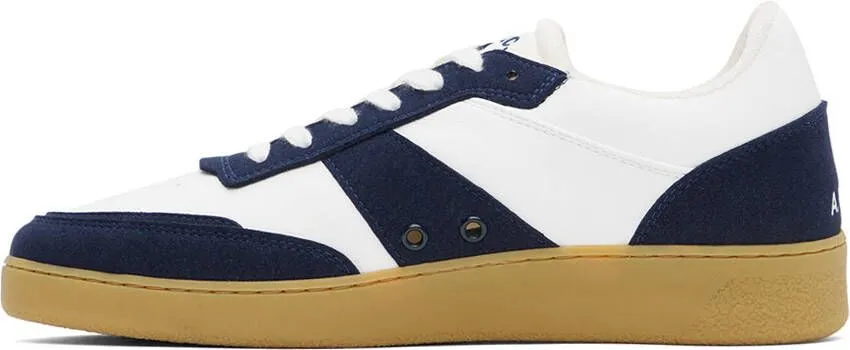 A.P.C. White & Navy Plain Sneakers