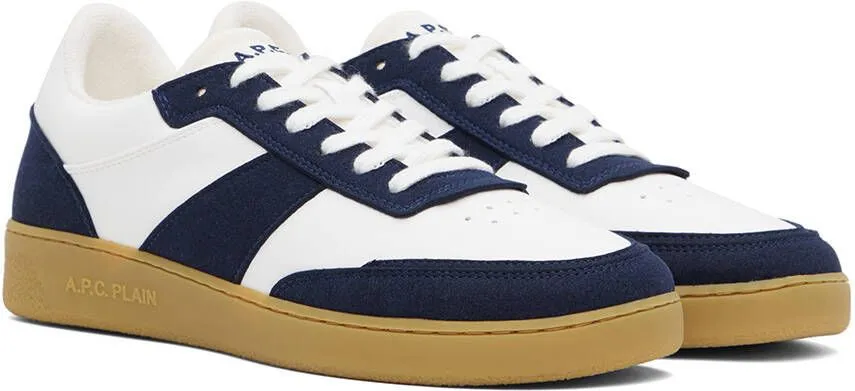 A.P.C. White & Navy Plain Sneakers