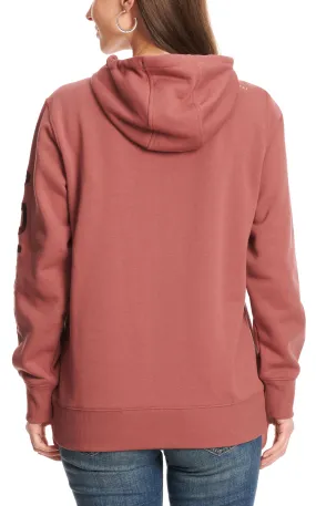 Ariat Women's Rebar Dusty Pink & Wine Embroidered Logo Sleeve Hoodie