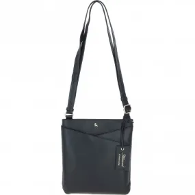 Ashwood Curve  Zip Top Leather Cross Body Bag Black: 64640/curve