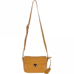 Ashwood Womens Crocodile Print Cross Body Bag Mustard: 63002/Nora