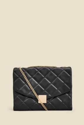 Black Gold Stud Detail Quilted Cross Body Bag