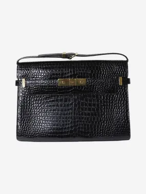   Black Manhattan embossed shoulder bag