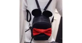 Black Red Giant Bow Mouse Ears Mini Backpack Cross Body Bag