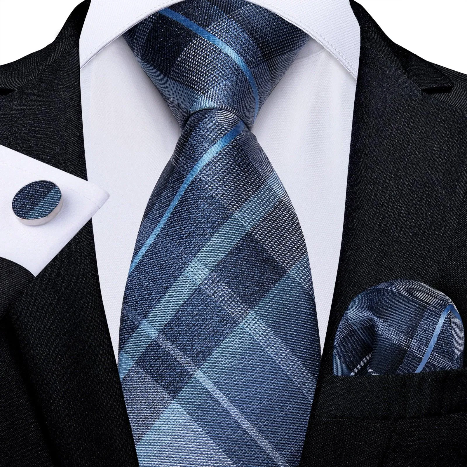 Blue Checked Necktie Set