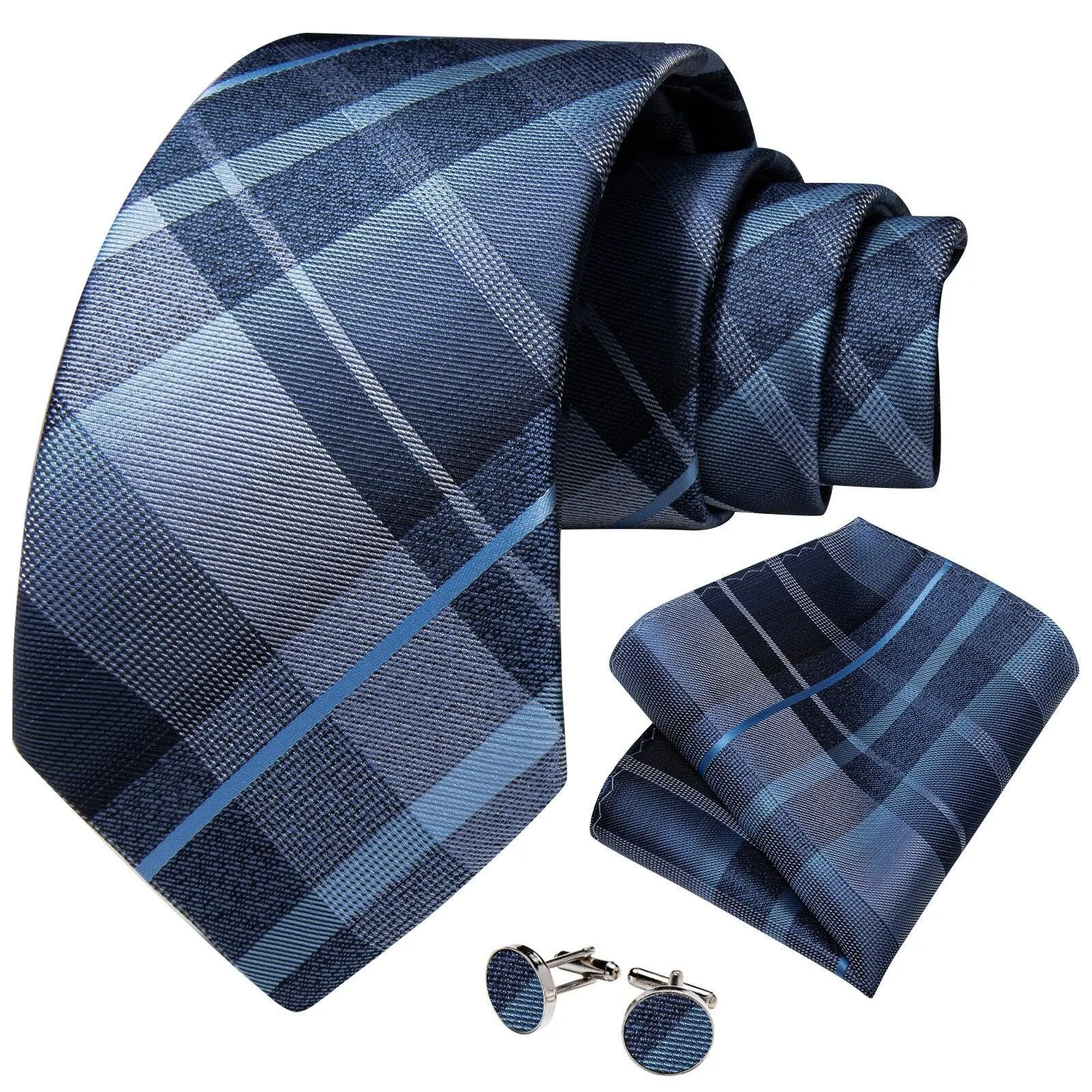 Blue Checked Necktie Set