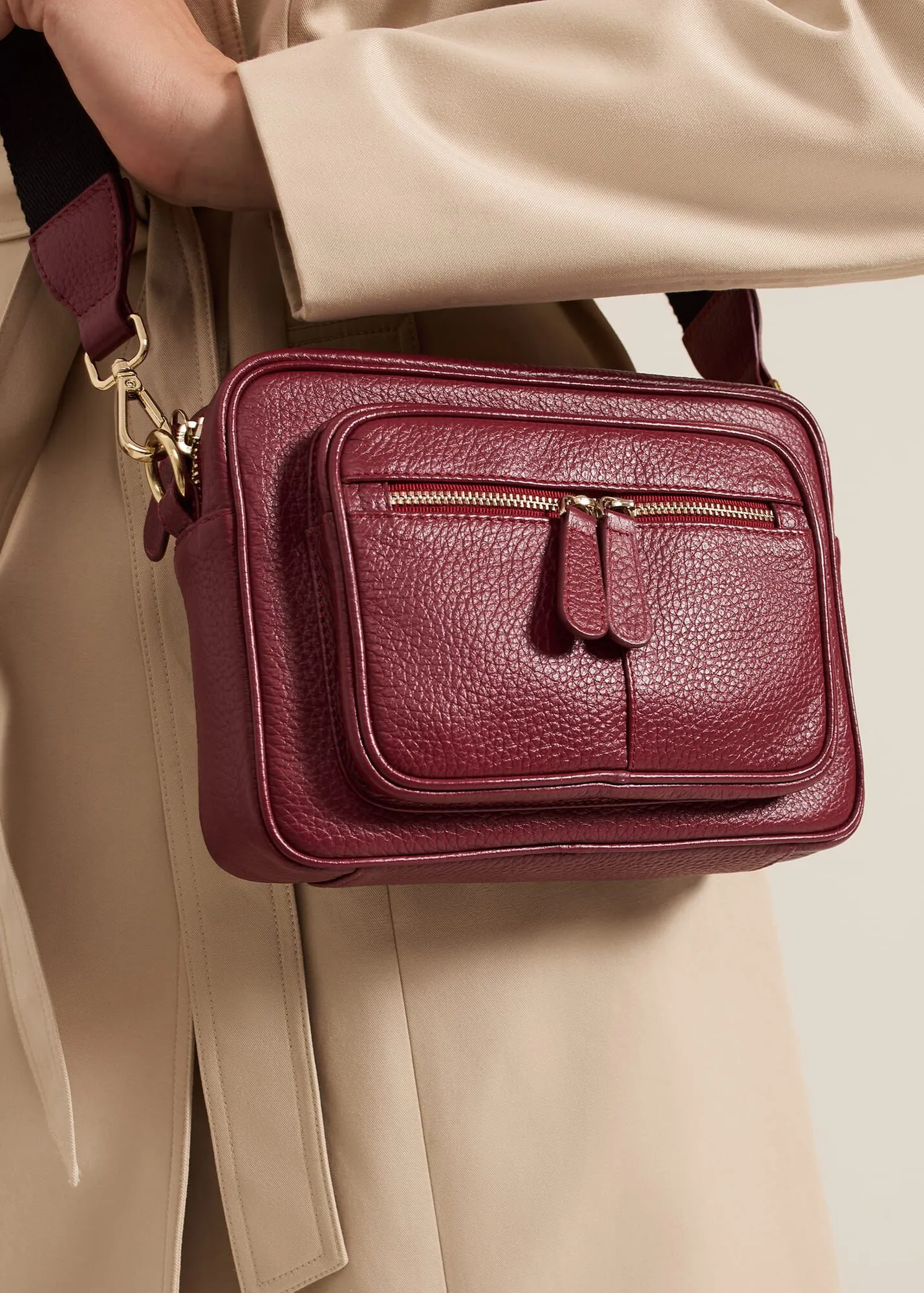 Burgundy Leather Cross Body Bag