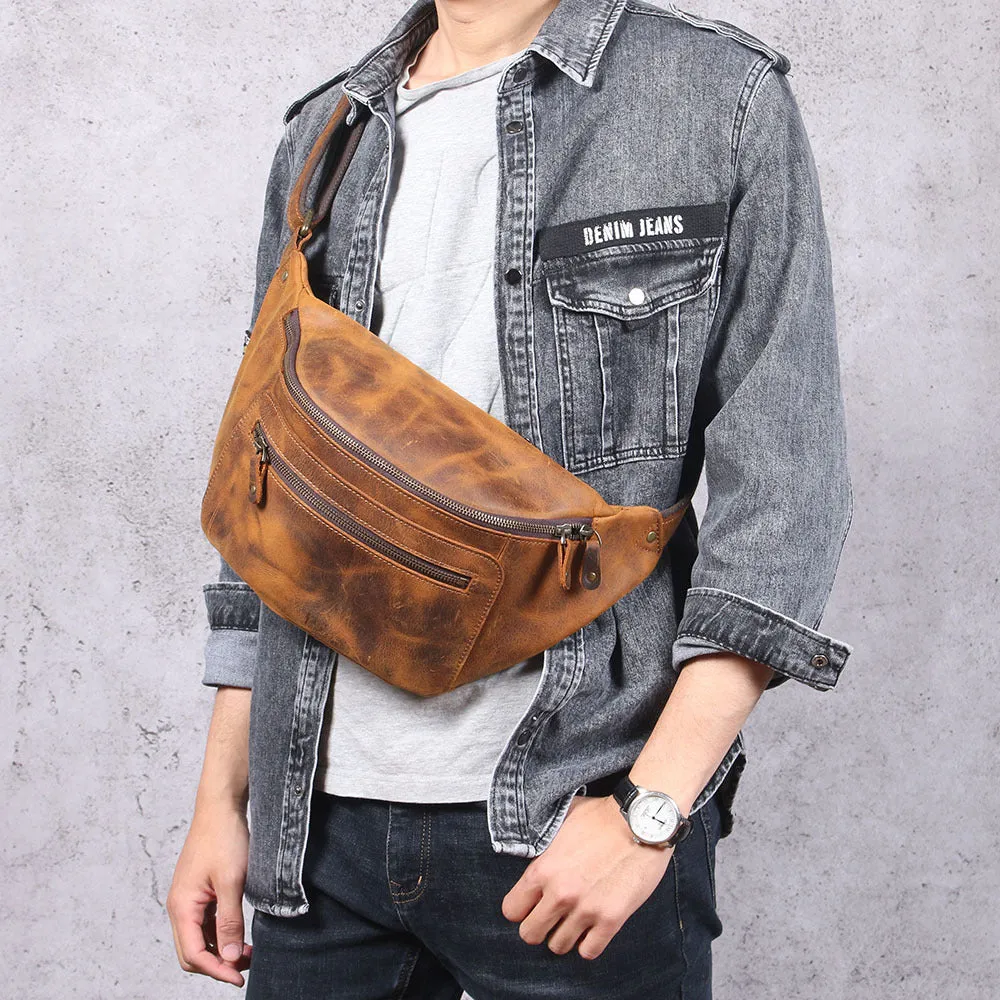 Classic Leather Cross Body Bag for Men - Horizon Leathers