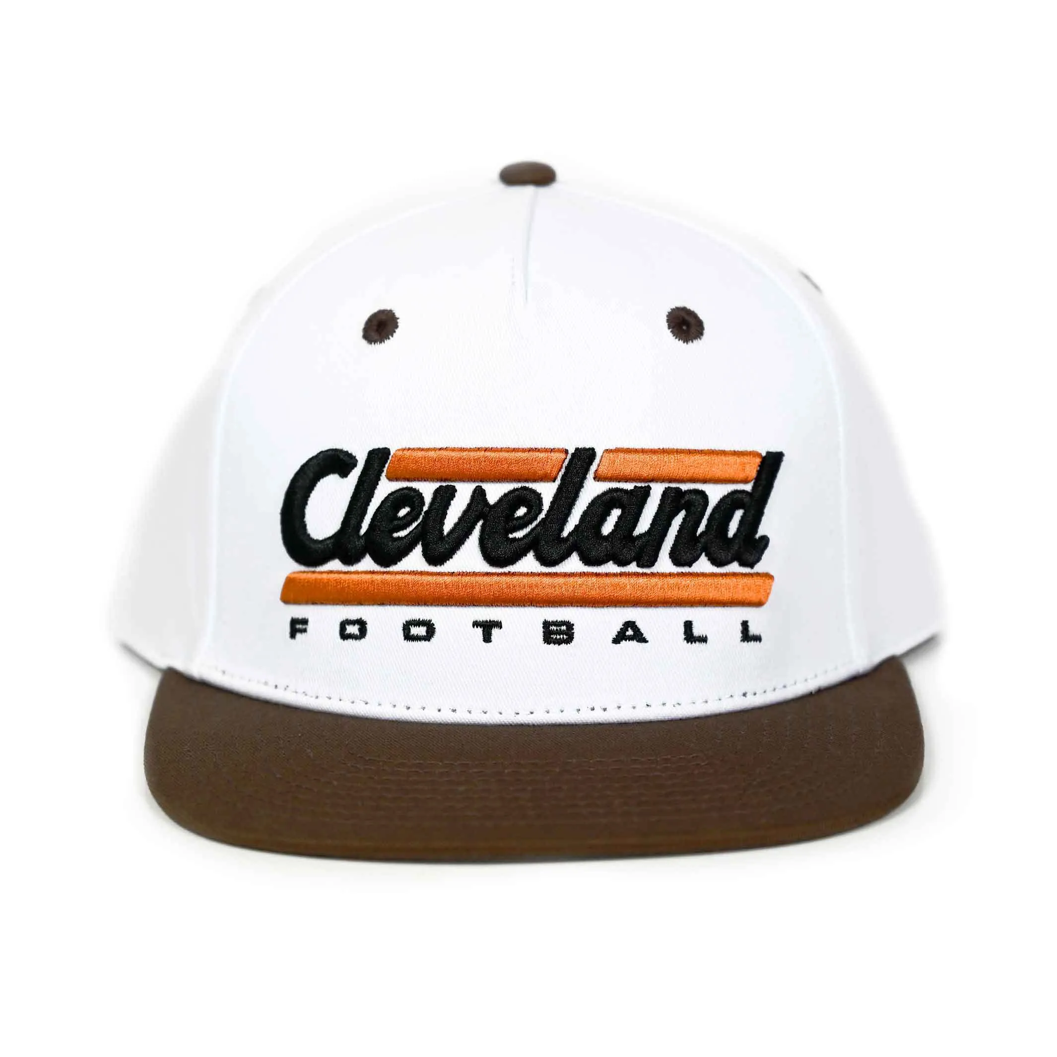 Cleveland Football Script Snapback Hat - White-