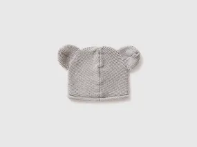 Crochet hat with applique - Light Gray | Benetton