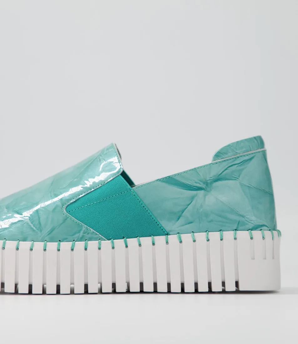 DJANGO & JULIETTE Becca Teal Shrunken Patent Sneakers