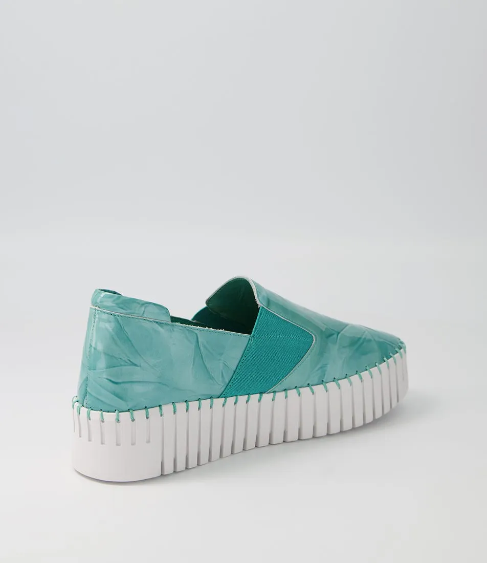 DJANGO & JULIETTE Becca Teal Shrunken Patent Sneakers