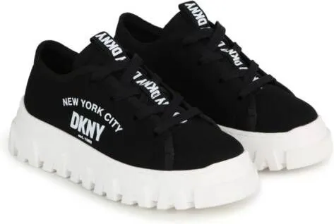 Dkny Kids logo-print canvas sneakers Black