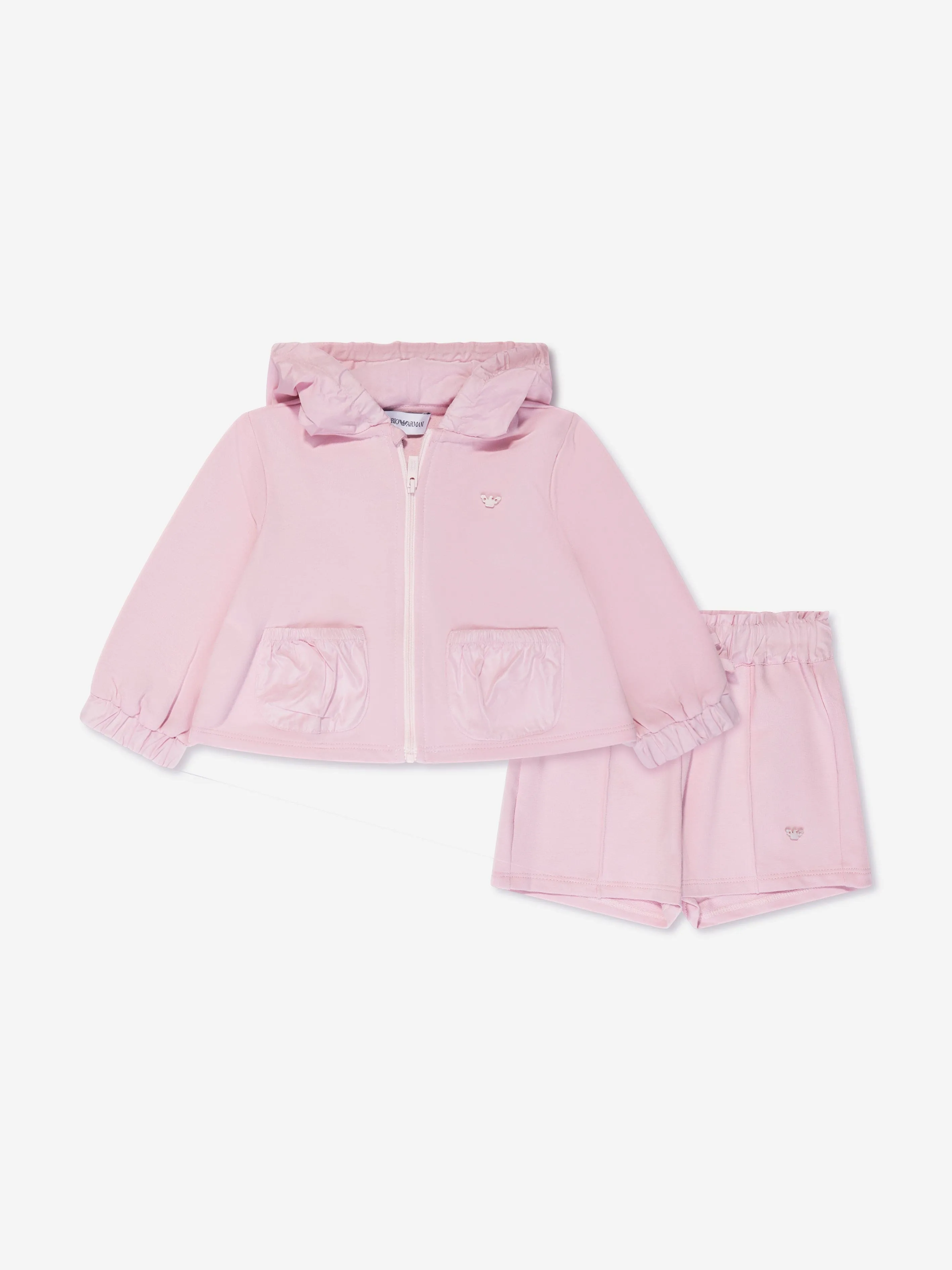 Emporio Armani Baby Girls Zip Up Hoodie And Shorts Set In Pink