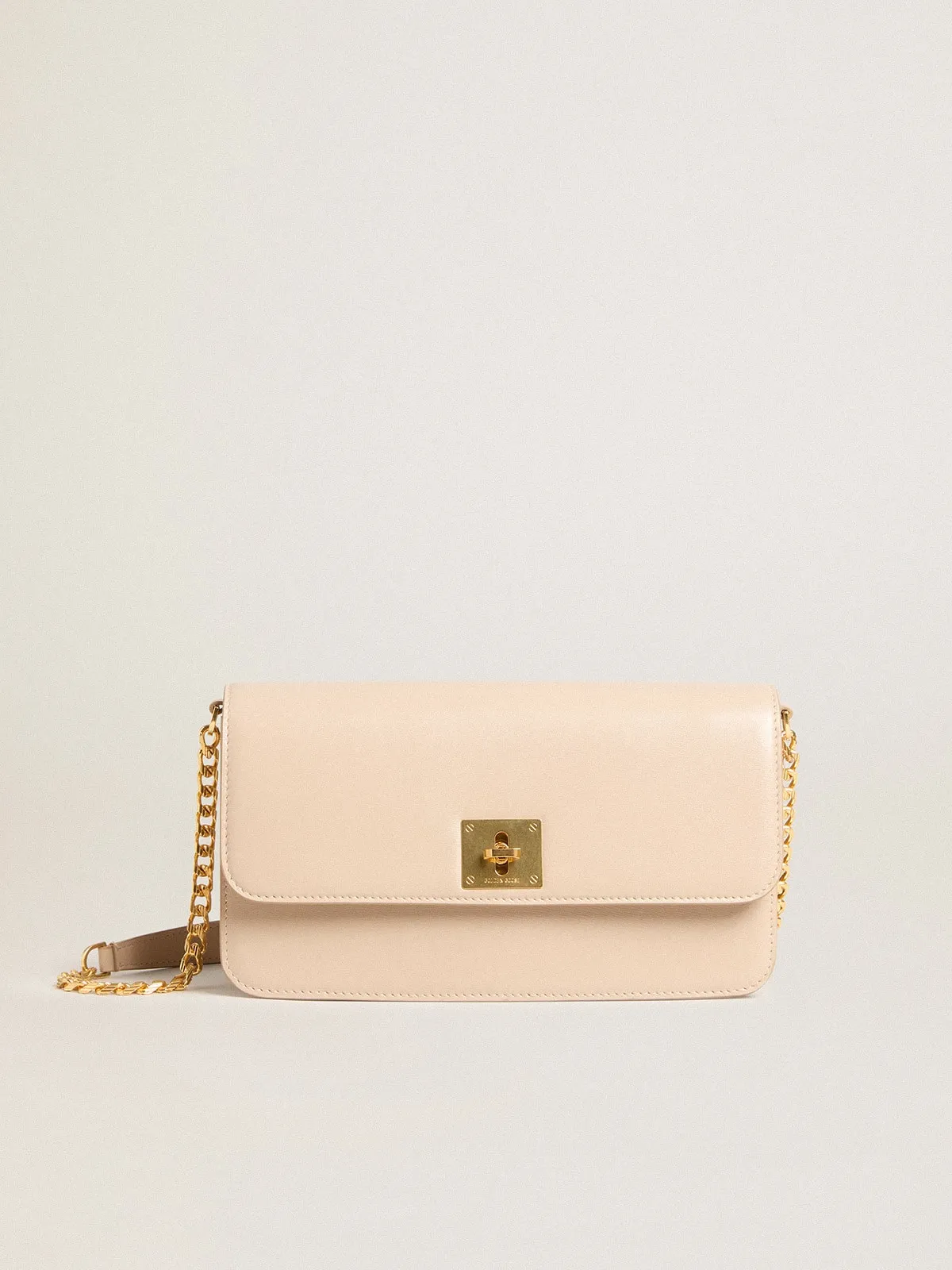 Gioia Bag in pale pink boarded leather with gold details