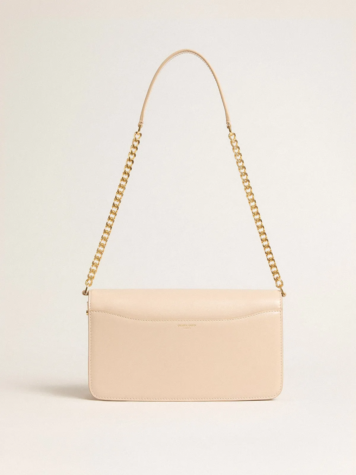 Gioia Bag in pale pink boarded leather with gold details