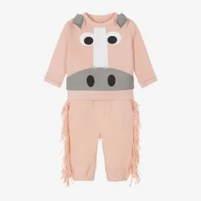 Girls Pink Organic Cotton Horse Tracksuit