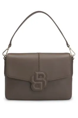 Grained faux-leather saddle bag with Double B monogram