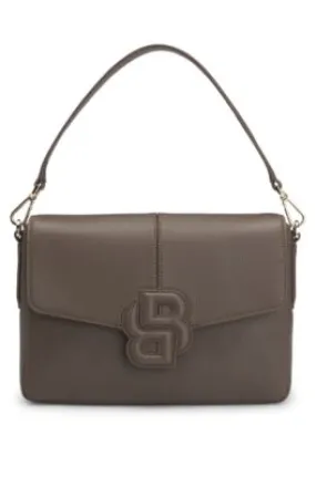 Grained faux-leather saddle bag with Double B monogram