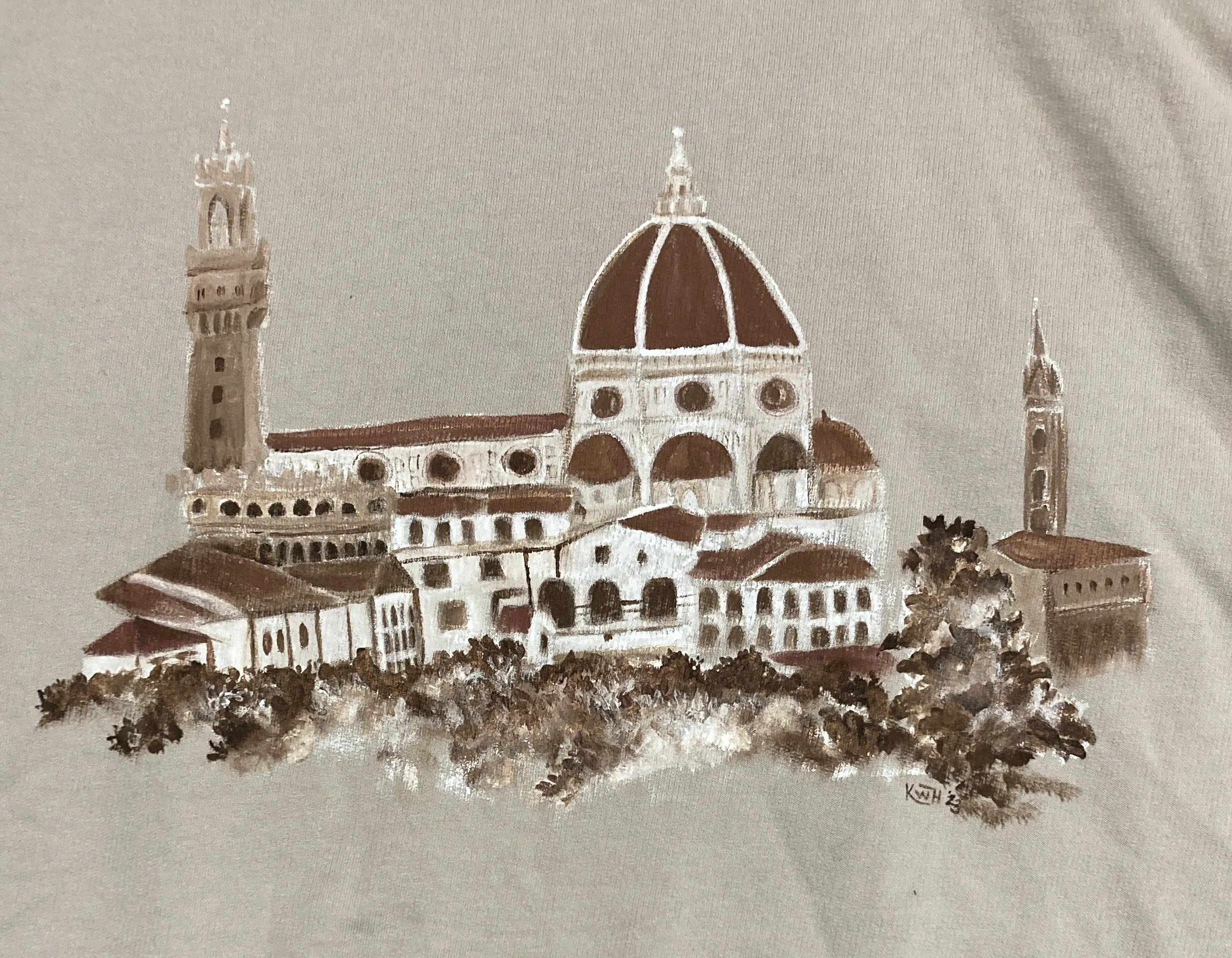 Hand-painted Florence, Italy Lightweight Neutral Hoodie