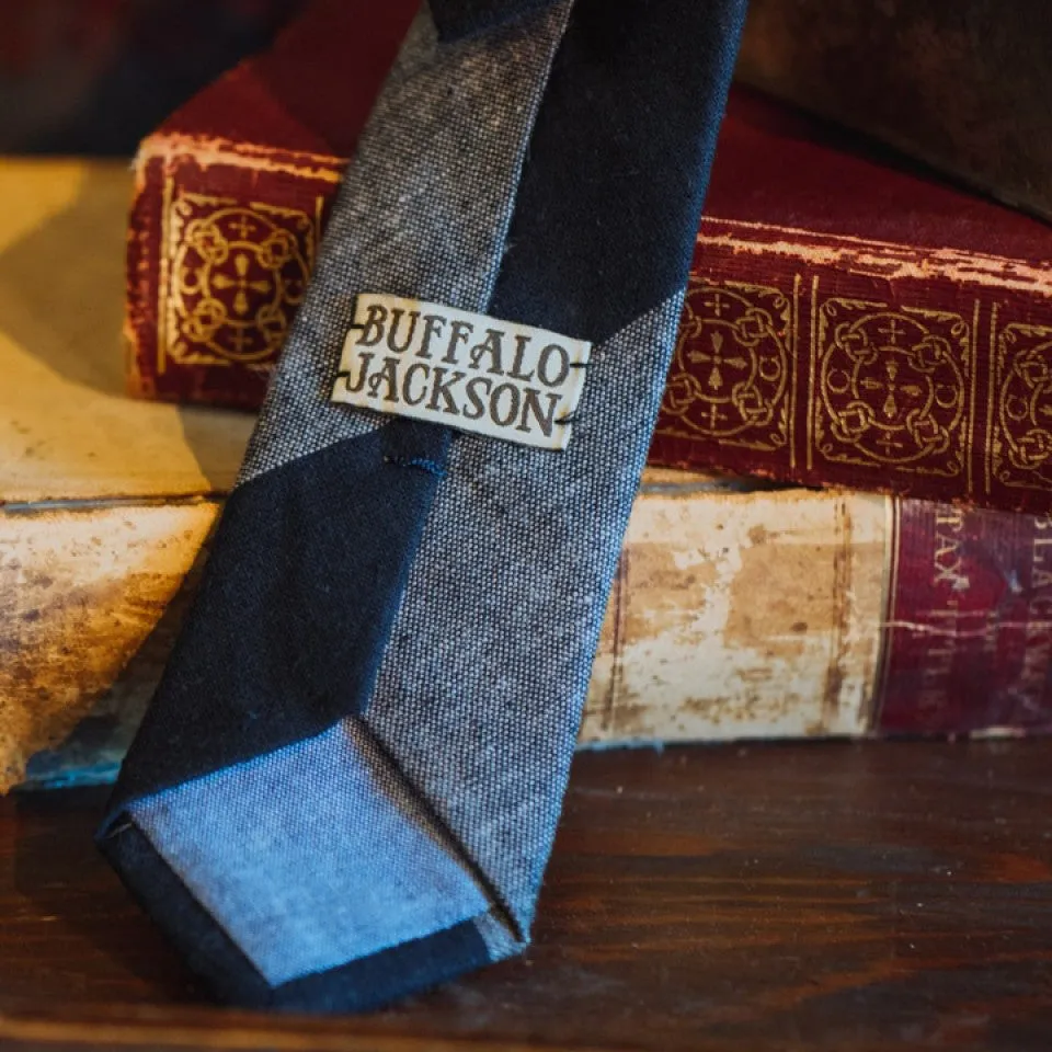 Heathered Stripe Cotton Necktie | Charcoal