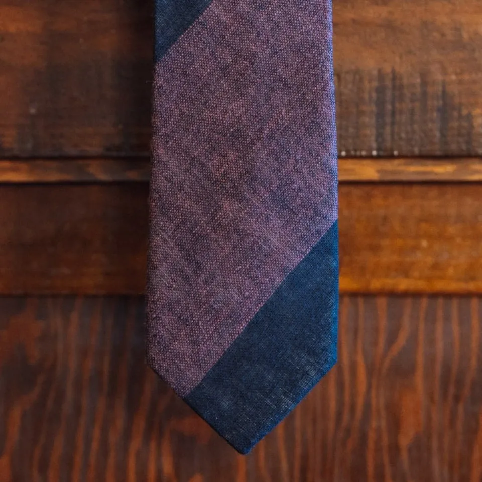 Heathered Stripe Cotton Necktie | Raspberry