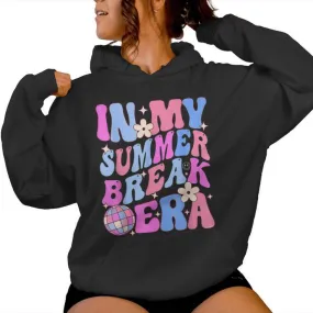 In My Summer Break Era Retro Groovy Floral Flowers Gardening Women Hoodie