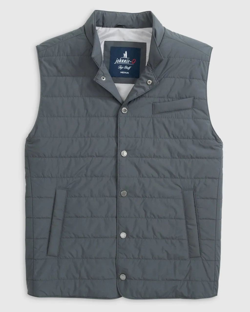 Johnnie-O Juno Apo Quilted Button Up Vest: Graphite