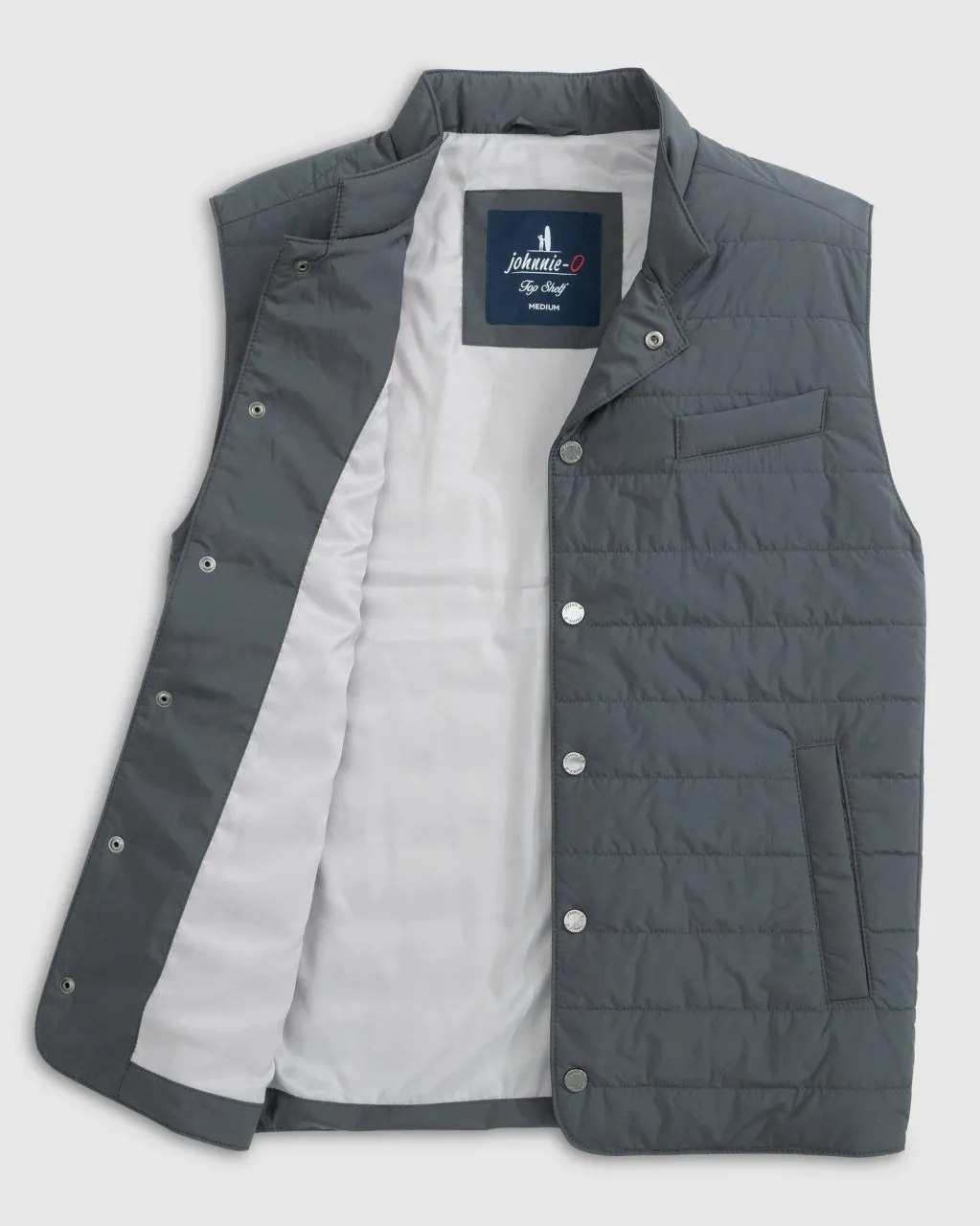 Johnnie-O Juno Apo Quilted Button Up Vest: Graphite