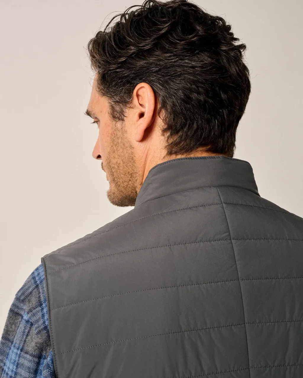 Johnnie-O Juno Apo Quilted Button Up Vest: Graphite