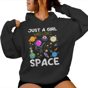 Just A Girl Who Loves Planets Science Lover Girl Space Solar Women Hoodie