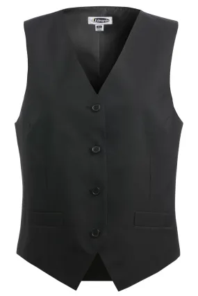 Ladies' Black Essential Polyester Vest (4 Buttons)