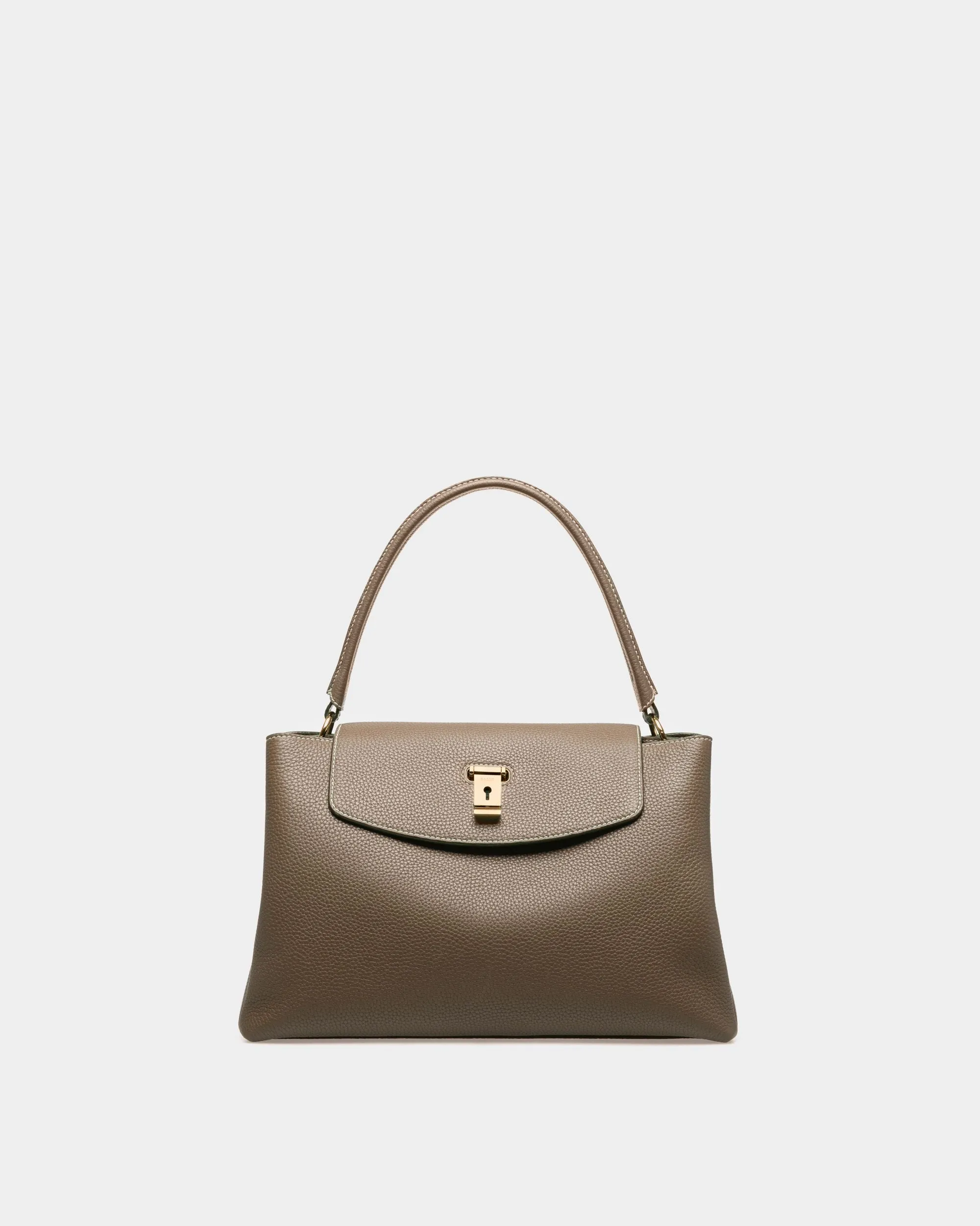 Layka Leather Top Handle Bag In Light Brown 