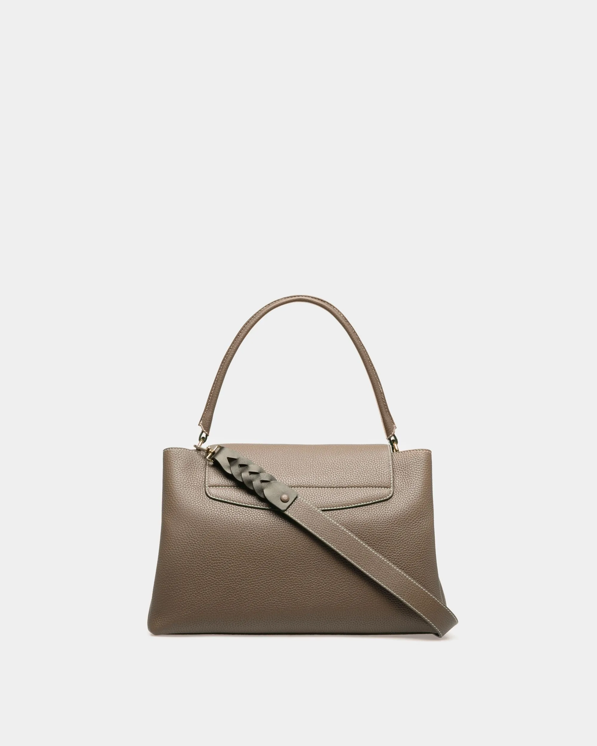 Layka Leather Top Handle Bag In Light Brown 