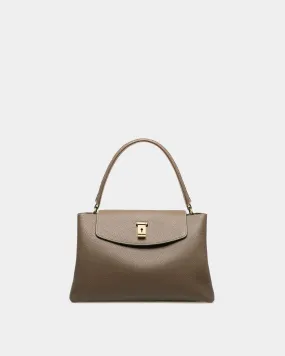 Layka Leather Top Handle Bag In Light Brown 