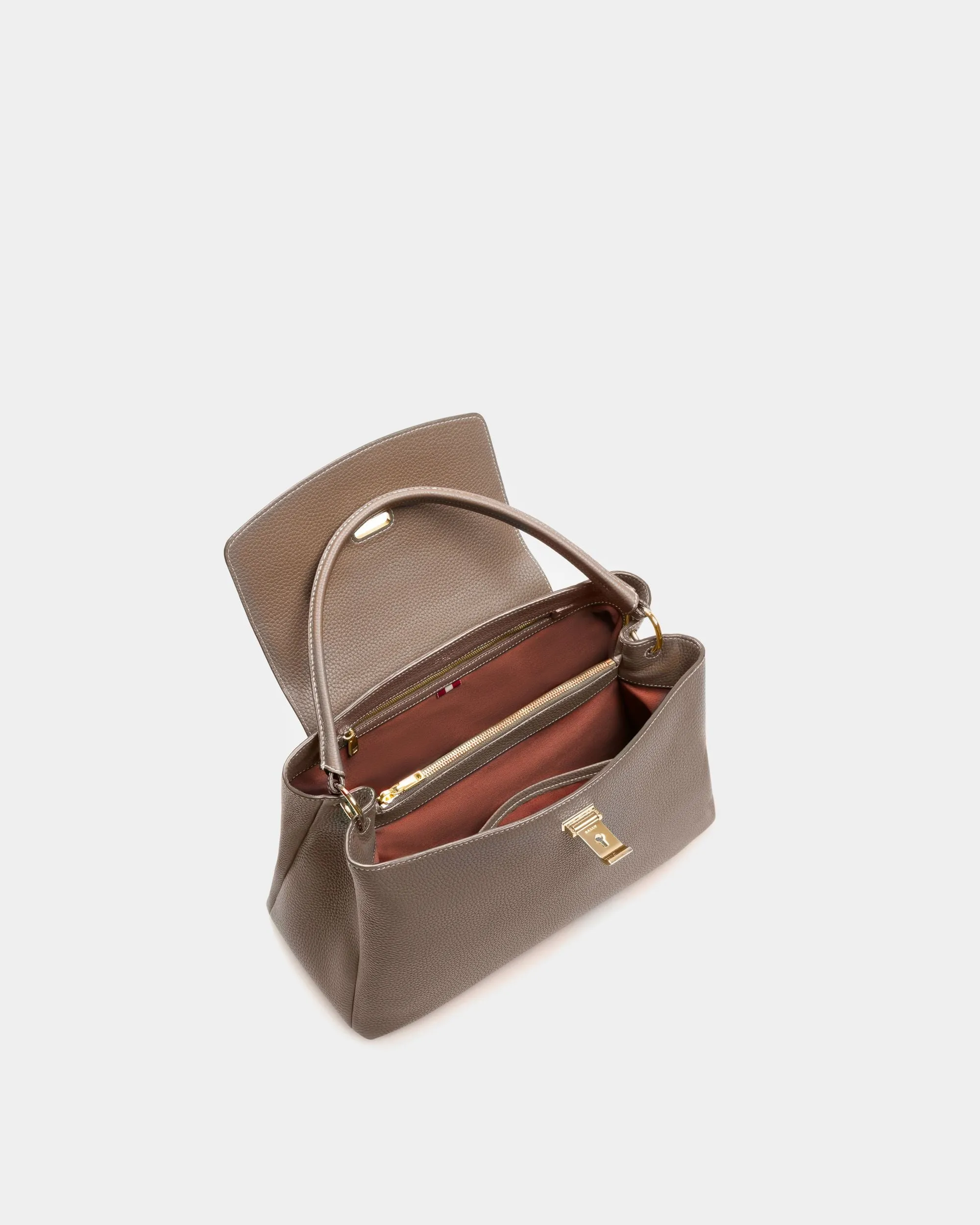 Layka Leather Top Handle Bag In Light Brown 