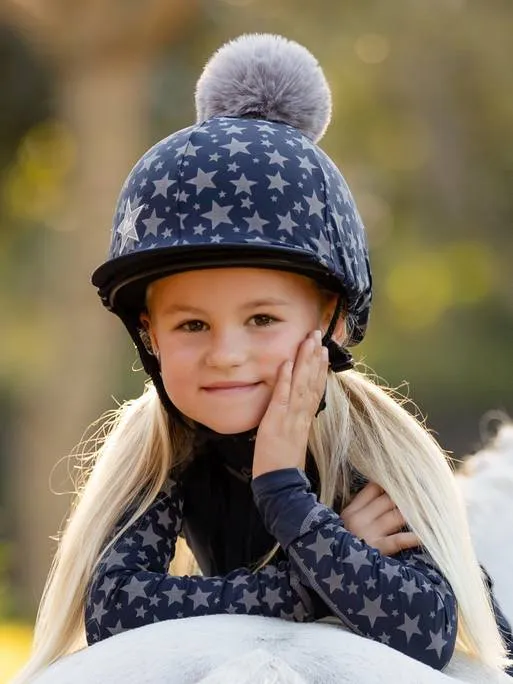 LeMieux Mini Reflective Pom Hat Silk Navy