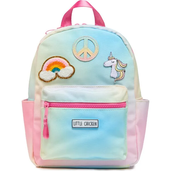 Little Chicken Mini Backpack With Patches, Rainbow