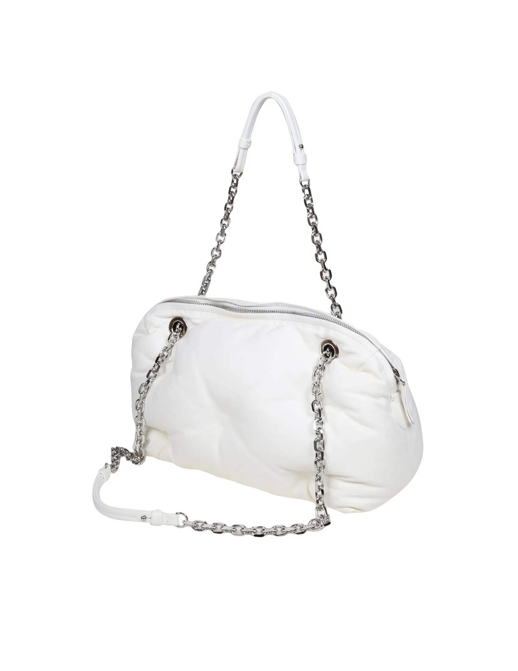 MAISON MARGIELA GLAM SLAM BAG IN WHITE COLOR PADDED LEATHER