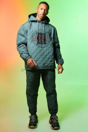 Man Signature Hooded Quilted Tracksuit | boohooMAN UK